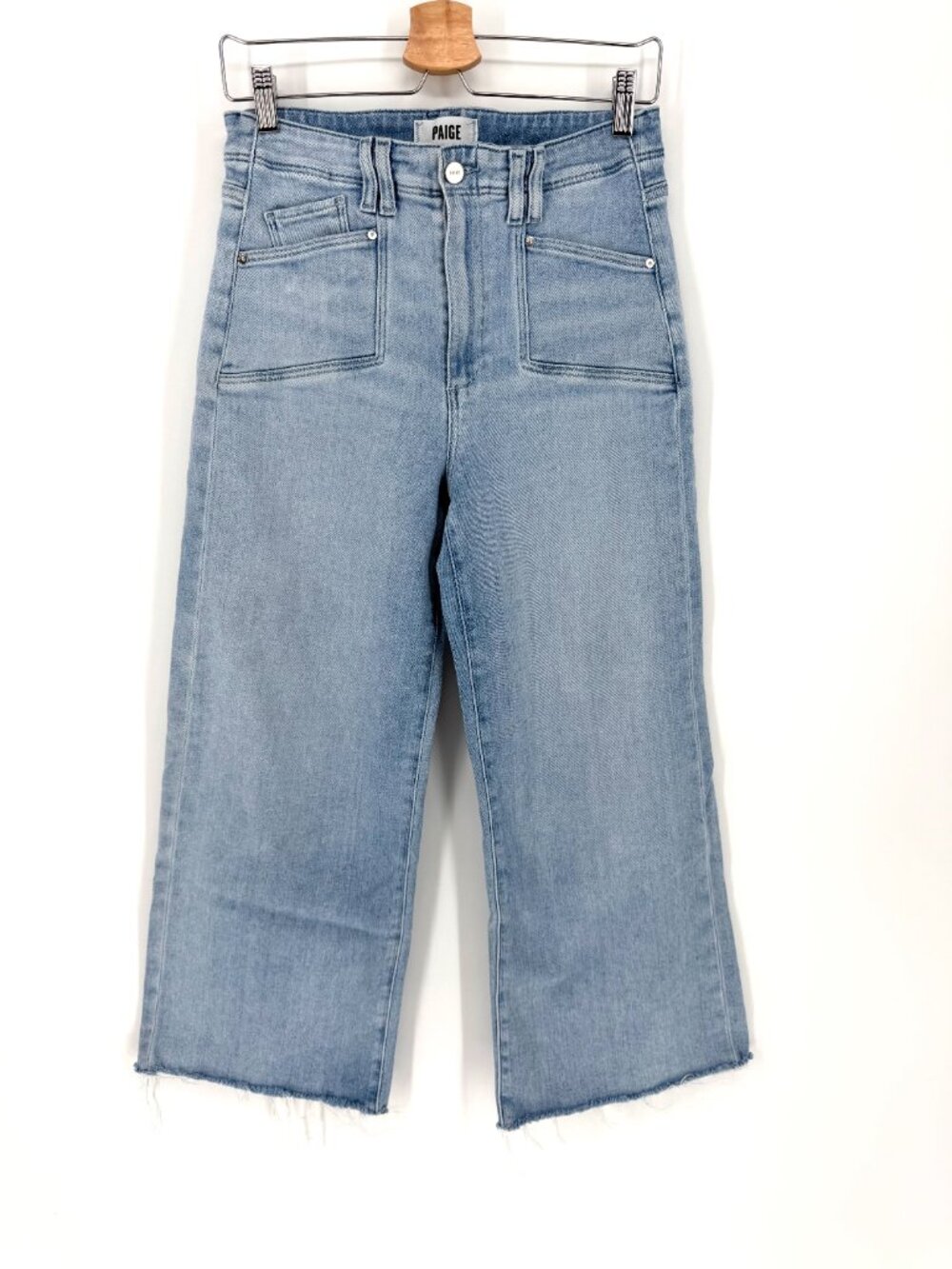 PAIGE Anessa High Rise Crop Wide Leg Raw Hem Jeans Size‎ 29